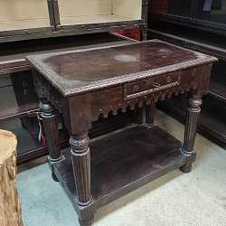 Стол кофейный "Чёрные кружева", дерево, латунь, Индия