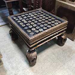 Столик кофейный "Загадочная Индия", дерево, латунь, резьба