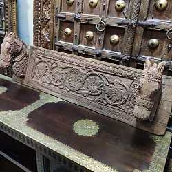 Портал из дерева тик "Лошади", антик