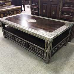 Стол кофейный с ящиками "Загадочная Индия", дерево, латунь, Индия